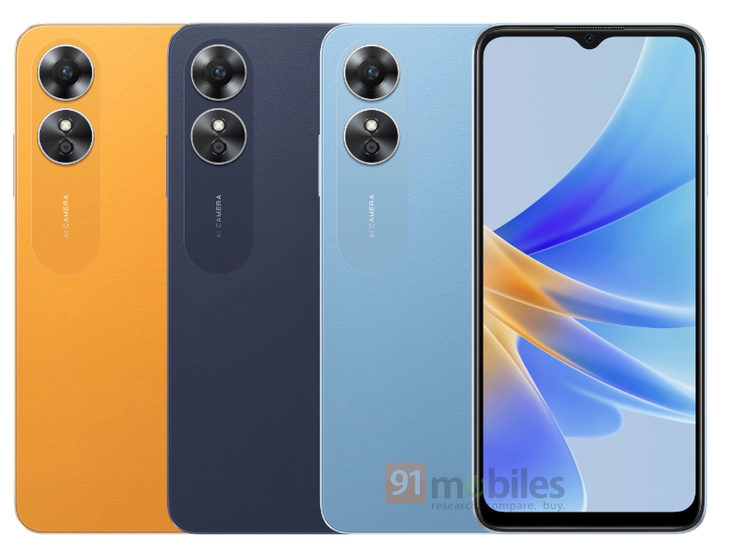 OPPO A17手机渲染图曝光，后置双圆环摄像模组-第1张图片-科技快讯
