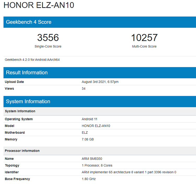 荣耀Magic 3 Pro GeekBench跑分曝光 搭载高通骁龙888 Plus-第1张图片-科技快讯