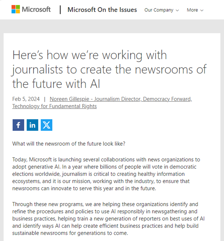 微软专为新闻行业推出AI辅助项目，"AI+突发新闻"或将到来-第1张图片-科技快讯