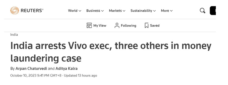 捞一笔还是下大棋？印度逮捕vivo高管，指控非法转移资金-第1张图片-科技快讯