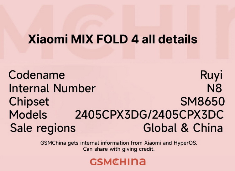代号如意 传小米MIX Fold 4将于5月份发布 支持卫星通信-第2张图片-科技快讯