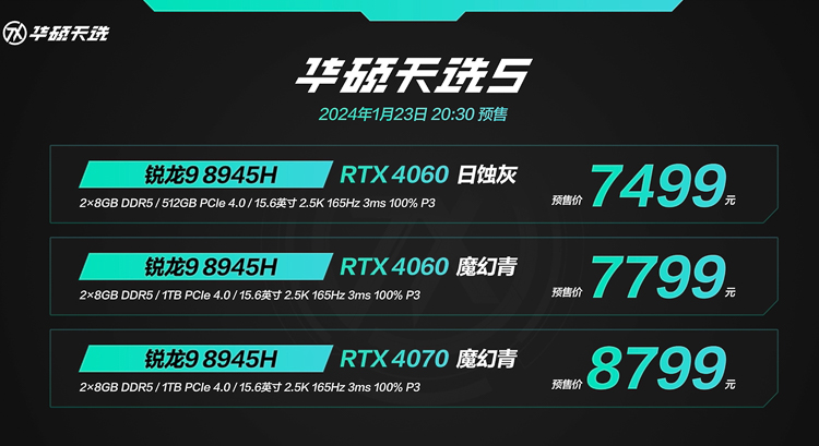 华硕天选5 Pro锐龙版正式发布，首发AMD锐龙9 7940HX，性价比标杆来了-第9张图片-科技快讯