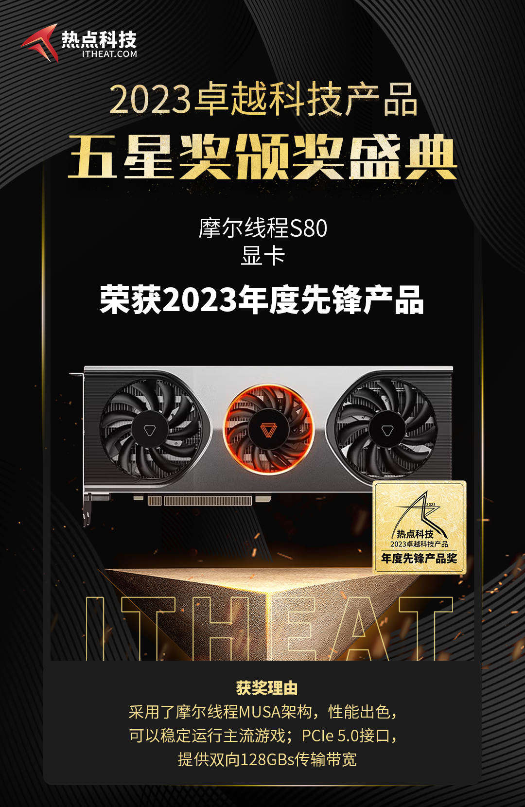 摩尔线程MTT S80显卡荣获2023年度五星奖：年度先锋产品-第3张图片-科技快讯