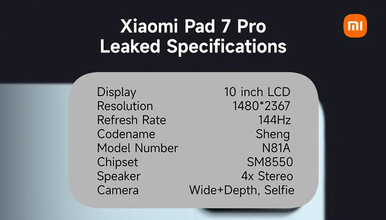 疑似小米平板7 Pro配置曝光 或与小米14 Ultra一同发布亮相-第1张图片-科技快讯