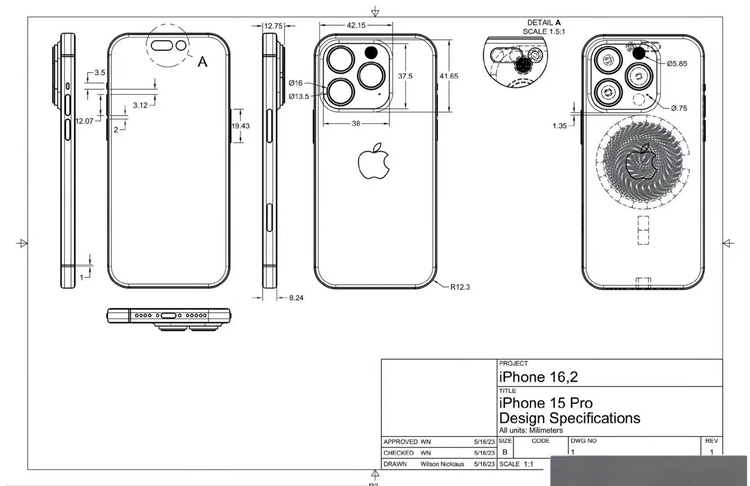 苹果iPhone 15 Pro设计图曝光：Type-C接口敲定，和侧边静音键说再见-第2张图片-科技快讯