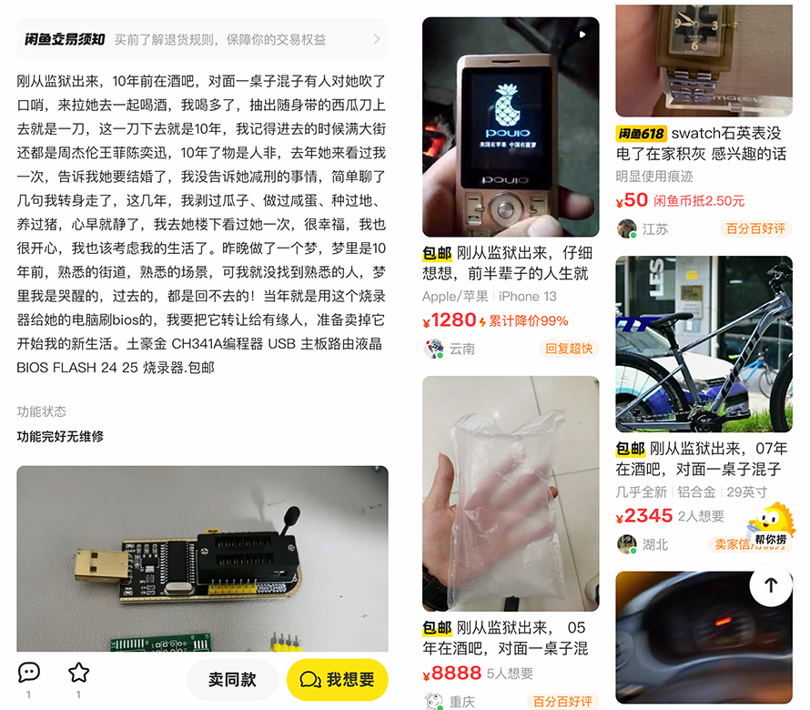年轻人疯狂涌入闲鱼，当大刀队、当奇葩卖家、当野生大文豪-第17张图片-科技快讯