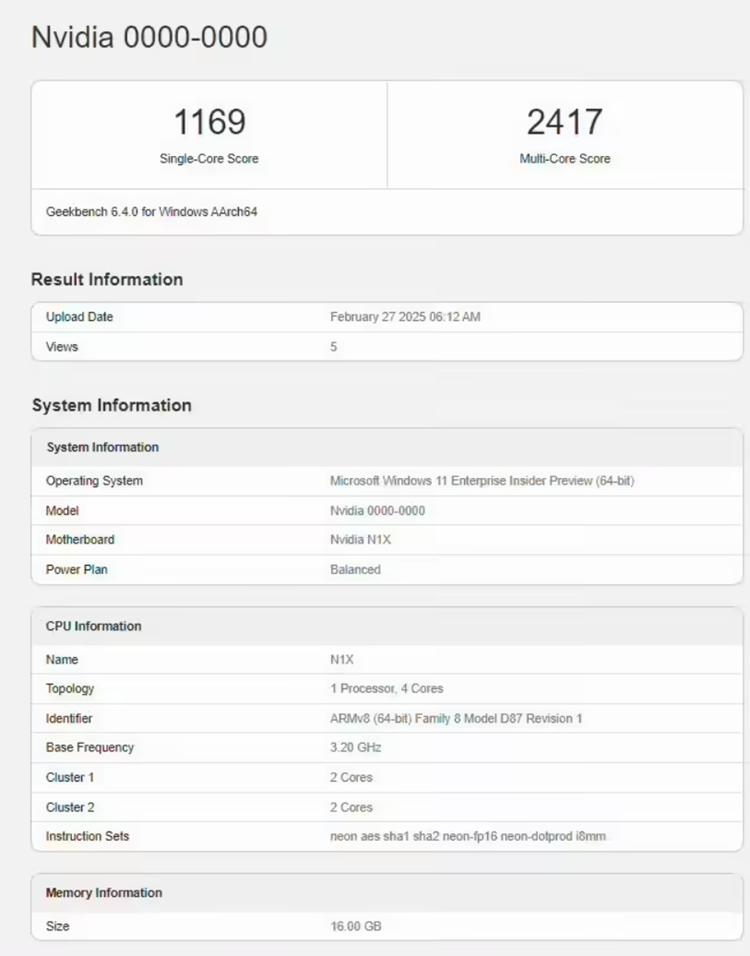 NVIDIA首款PC芯片跑分曝光：与联发科合作打造，性能不咋样-第2张图片-科技快讯