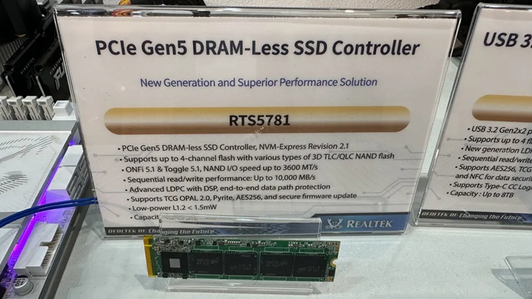 PCIe 5.0 SSD将更便宜：Realtek展示无缓主控芯片-第1张图片-科技快讯