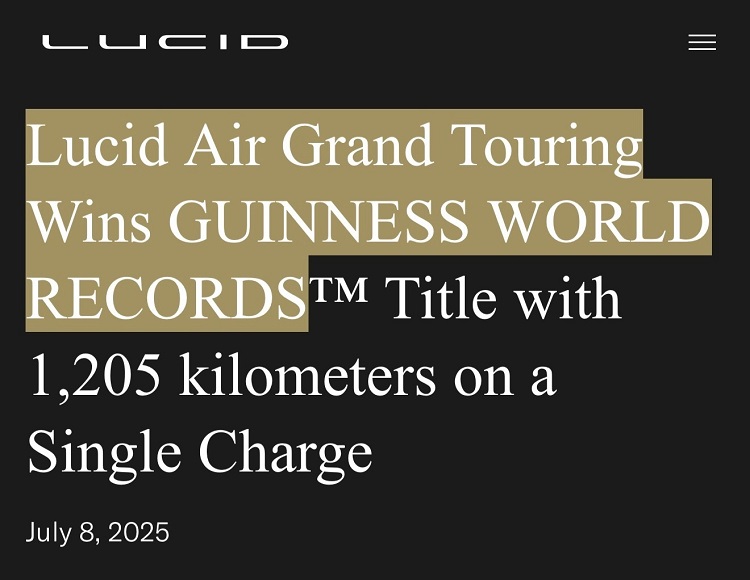 Lucid电动车续航突破1200公里刷新行业纪录-第1张图片-科技快讯