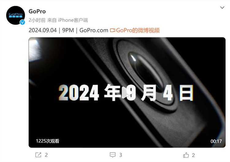 正式官宣，GoPro或将在9月4日发布Hero 13 Black 运动相机-第1张图片-科技快讯