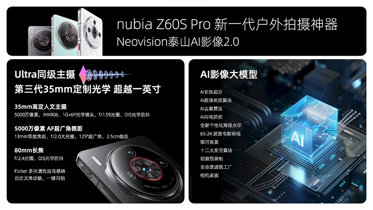 努比亚再发Z60系列双旗舰新机：自研星云AI大模型加持，性能更领先-第8张图片-科技快讯