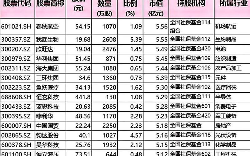 社保基金持仓股票-第1张图片-金银屋