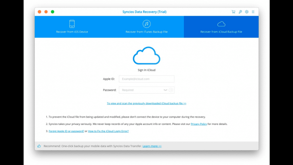 SynciOS Data Recovery截图