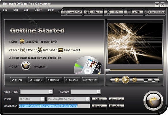 Emicsoft DVD to iPod Converter截图