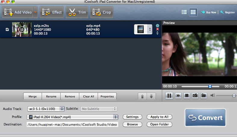 iCoolsoft iPad Video Converter for mac截图