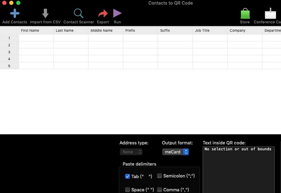 Contacts to QR Codes For Mac截图