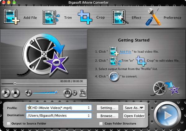 Bigasoft iMovie Converter For Mac截图