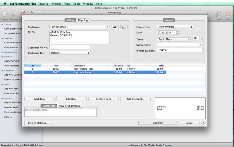 Express Invoice For Mac截图